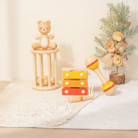 4 Pieces Percussion Toy with Xylophone Rhythm Wooden Percussion Set Educational Wooden Xylophone for Playroom