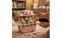 Wooden Ice Cream Cart Pink and Pale Ice Cream Cart Floral Wheels for Playroom