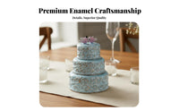 Cake Shaped Jewelry Container-Tier Wedding Cake Figurine Zinc Alloy Enamel Jewelry Box for Brides, Couples, Anniversary, Bridal Shower