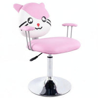 Adjustable Height Creature Face Rolling Stool With Footrest Study Chair Cartoon Design children's Furniture Easy to Clean for Students, Girls, Parents, Barber Shop, Bedroom, Playroom