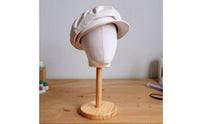 Hat Display Model Head with Wood Stand Cloth-Covered Hat Display Stand with Wooden Base Detachable Mannequin Head for Boutiques, Milliners