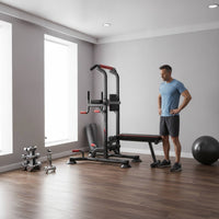 Strength Training Station with Bench Multifunctional Adjustable Strength Training Station Freestanding Pull up Bar with Bench for Fitness Enthusiasts