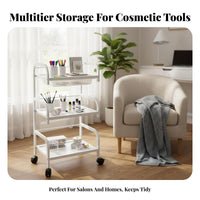 Triple-Shelf Rolling Trolley 360-Degree Rotating Casters Triple-Shelf Rolling Shelf Sleek Contemporary Design Storage Trolley for Beauticians