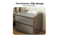 Simple Modern Aesthetic 2-Drawer End Table Compact Size Nightstand Large Capacity Storage Bedside Cabinet Multi-Purpose for Apartment Dwellers, Students, Homeowners, Dorm Room, Entryway, Closet