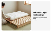 Lowheight Bed Frame Japanese design Slatted Floor Bed Frame No Headboard Mattress Foundation for Guesthouse Owners, partners, floor mat Room, Modern Home