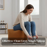 Soft Texture Round Corduroy Pouf Lightweight Design Footstool easy-care Cover Ottoman Fully Assembled for Small Space Dwellers, Homeowners, Home Decorators, Entryway, Living Room, Bedroom, perusing corner
