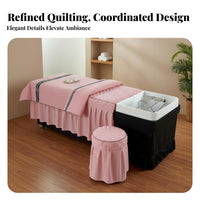 4 Pieces Shampoo Bed Cover Set Machine Washable Beauty Bed Skirt Cover Easy to Clean Hair Washing Station Linen for Head Wellness Centers, Spas