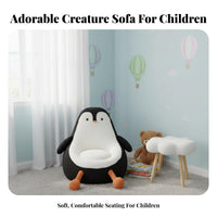 Thickly Padded creatureShaped Foam Chair Stable Base Soft Fabric Penguin Chair Embroidered Details children's Furniture for Toddlers, Reading, Living Room, Balcony, Playroom