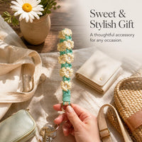 Hand-Woven Daisy Phone Lanyard with Camera Strap