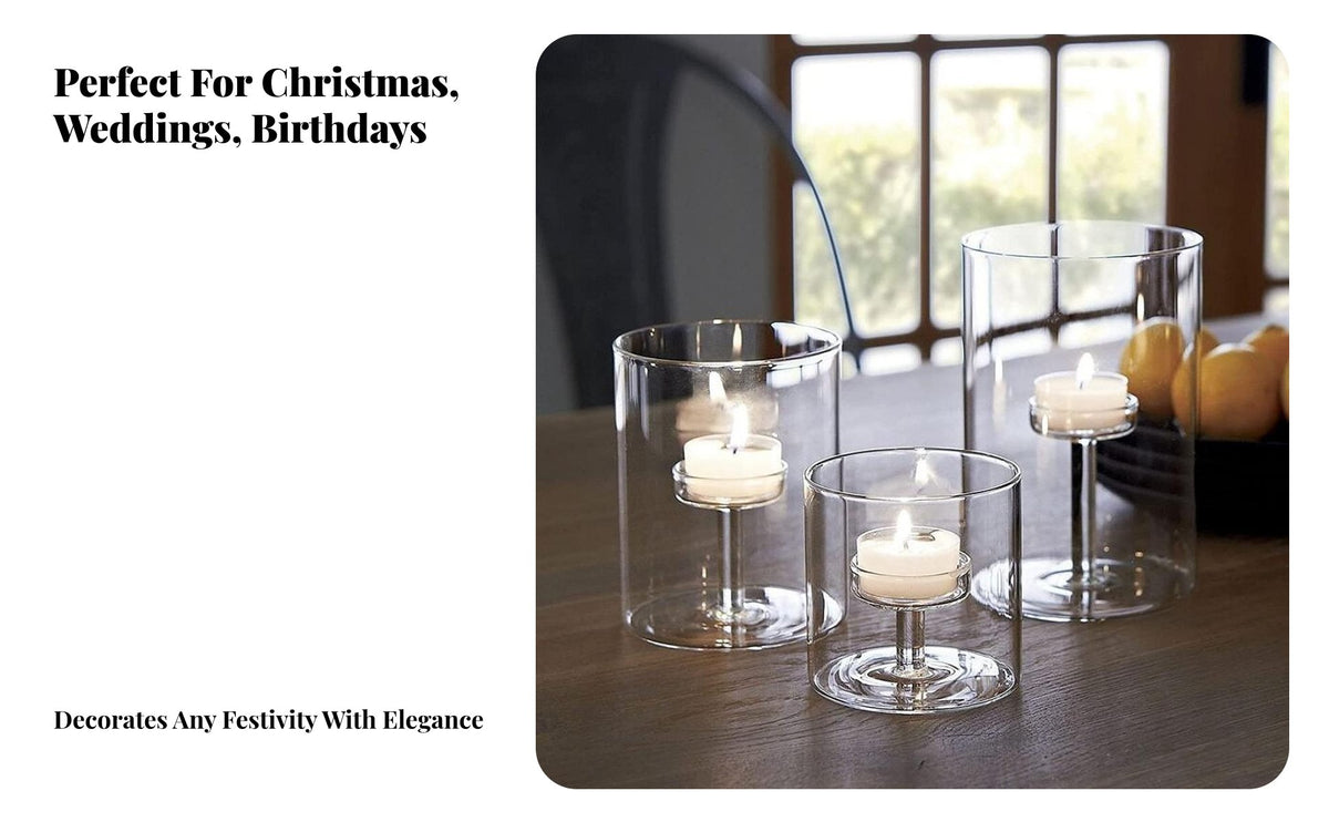 Creates Romantic Atmosphere Windproof Glass Candle Cup Minimalist Design Glass Stormproof Candle Holder Handmade for Couples, Adults