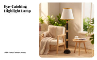 Gold Trim Miniature Dollhouse Floor Lamp Black and White 1:12 Scale Floor Lamp