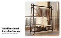 Easy Installation Rolling Clothes Rack Minimalist Design Clothing Rack on Wheels Stable Structure Clothes Hanging Stand on Wheels Space Saving for Homeowners, Apartment Dwellers, Students, Bedroom, Balcony, Laundry Room, Entryway