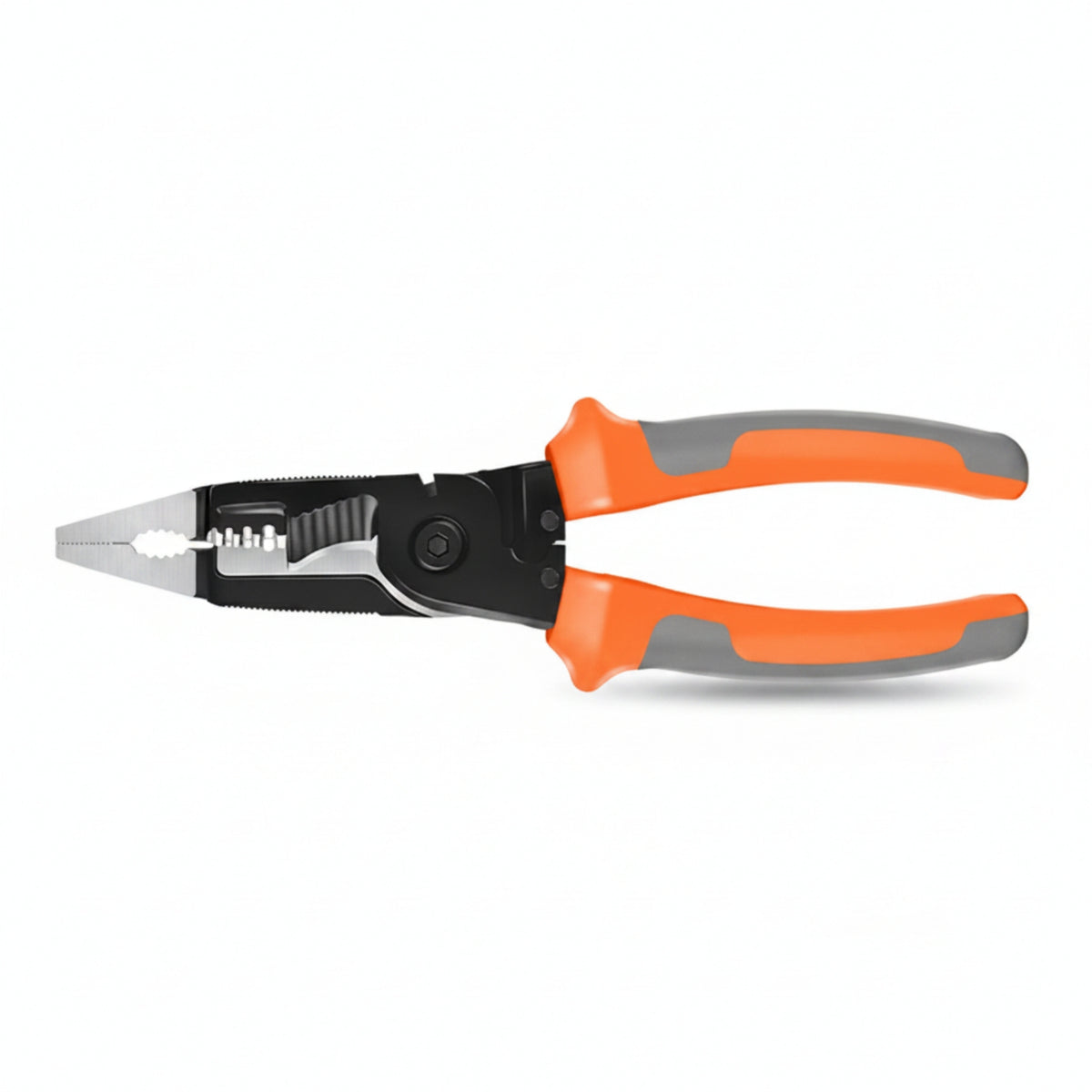Multifunctional Electric Wire Stripper Plier Two-Tone Grips Wire Stripper Plier Spring-Loaded Stripping Pliers Steel Body for Electricians, Electrical Work