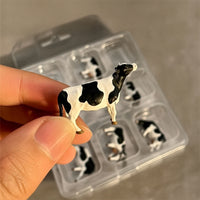 6 Pieces 1/87 Farm Animals Figures Miniature Cows Tiny HO Scale Cow Figurines Cute Mini Cow Figurine for Crafters, Collectors, Tabletop Displays, Craft Scenes