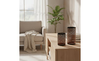 3 Pieces Candle Holder with Cutout Pattern Geometric Decor Black for Living Room