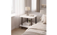 Minimalist Two-Tier Side Table Modern Square Side Table Simple Nightstand Sleek for Bedroom