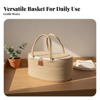 Diaper Tote Organizer Versatile Cotton Rope Diaper Tote Portable Nursery Storage Bin Versatile for Caregivers, Travel, Car