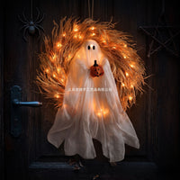 Halloween Ghost Pumpkin Wreath LED Decoration for Party Scene
