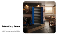High Load Capacity Heavy-Duty Tool Locker Long-Lasting Lockable Steel Cabinet Multi-Functional Storage Furniture Adjustable Shelves for Factory Workers, Workshop Technicians, DIY Enthusiasts, Garage, Warehouse, Home, Office