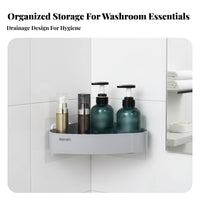 Easy to Install No Drill Storage Rack Space Saving Corner Shelf Waterproof for Renters, Students, Washstand, Kitchen