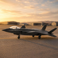 Clear Canopy J-20 Model Airplane Landing Gear Stealth Fighter Model Swept Wings Twin Tail Fins for Aviation Fans, Collectors