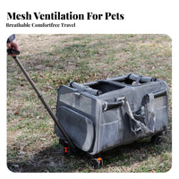 Telescopic Handle Pet Trolley Bag Large Capacity Rolling Pet Carrier Removable Divider Pet Transport Breathable Mesh Openings for Vet Visits, Outdoor