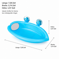 Bird Bath House for Parrots, Blue Bird Bath with Feeding Bowl, Multifunctional Water Bowl for Cage Mounting