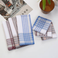 Absorbent Cotton Handkerchief Soft Vintage Cloth Hanky Lightweight Plaid Handkerchief Breathable for Seniors, Men, Daily Carry, Travel