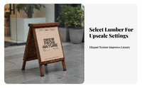 Carbonized Solid Wood Wooden V-Shaped Sign Weather Resistant Folding V-Shaped Sign Foldable Design Floor Standing Poster Display Heavy Duty for Shop Owners, Retailers, Event Planners, Outdoor, Storefront, Exhibition, Restaurant