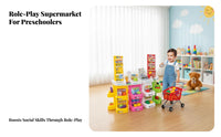 Supermarket Checkout Counter Toy Role Playing Kids Grocery Store Playset Interactive Checkout Counter Toy for Girls, Boys, Indoor Play, Playroom, Home