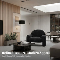 Modern Minimalist Design Upholstered Club Chair Soft Upholstery Rounded Accent Chair Luxurious Cushioning Single Sofa High-Density Foam Cushion for Decor Enthusiasts, Business Owners, Reception Area, Living Room, Bedroom, Reading Nook