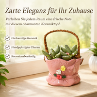 Geometric Flower Pot, Modern Herb Pot with Handle, 11cm Ø for Houseplants, Corrosion-Resistant Plant Pot for the Desk
