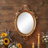 Gold Classical Oval Decorative Wall Mirror with Ornate Pattern