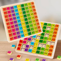 Wooden Addition Subtraction Multiplication Chart Thinking Skills Arithmetic Table Colorful Multiplication Board Portable for Elementary Students, Preschool