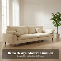 Down Feather Filled gridWeave Fabric Sofa mid-centurymid-century-era modern Modern design 3-Seater Deep Sofa Natural Wood Frame Living Room Seating Suits Small Spaces for Guesthouse Owners, Apartment Dwellers, Interior Design lovers, Lounge Area
