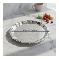 Ornate Metal Tray Light Luxury Edge Tray Versatile Servingware for Party