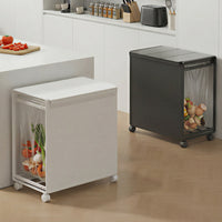 Three-Compartment Covered Trash Sorting Rack with Wheels, Indoor/Outdoor Garbage Bag Holder