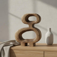 Nordic Design Desktop Wooden Ornament Luxury Look Abstract Wooden Sculpture Natural Wood Modern Table Sculpture Handmade for Desk, Office, Living Room