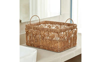 Storage Basket with Handles Rectangular Woven Organizer Basket Open-Top for Countertop