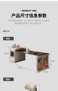 法式复古多功能餐桌家用小户型中古奶油风可伸缩折叠一体岛台餐桌