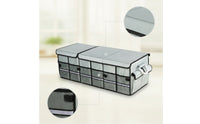 Car Trunk Storage Box with Lid Foldable Collapsible Trunk Organizer with Dividers Auto Cargo Organizer Large Capacity Spacious