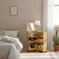 Space-Saving flip-up Dressing Table with Stool Multi-Functional Design Triple-Function Makeup Desk Integrated Storage Compartments Bedroom Furniture Minimalist and design for Apartment Dwellers, Students, Teenagers, Small areas, Dorm Room, Cloakroom