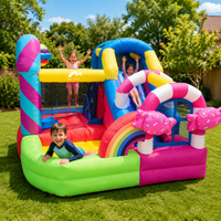 Multicolor Inflatable Bouncy Castle for Garden, Large Kids Bouncy House with Slide & Climbing Wall, PVC Tarpaulin Outdoor Play Centre 280x300x220cm