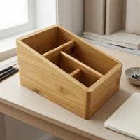 Desktop Organizer Box Wood Grain Bamboo Storage Box Small Items Bamboo Desk Drawer Organizer