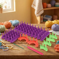 Knitting Loom Kit Reconfigurable Modular Knitting Loom Adjustable Frame for Crafters, Beginners, Home Crafting, Classrooms