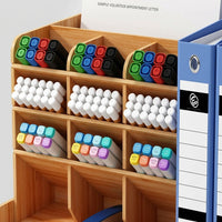 Desk Storage with Pen Holder, File for A4 Documents and Books, Multi-Compartment Desktop Organiser for Home Office Accessories