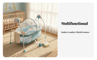 Foldable Design Electric Swing Cradle Adjustable Timer Electric Rocking Bassinet Wireless Controller Controlled Nursery Furniture Includes Net for Infants, Newborns, New Parents, Bedroom, Indoor, Living Room, Travel