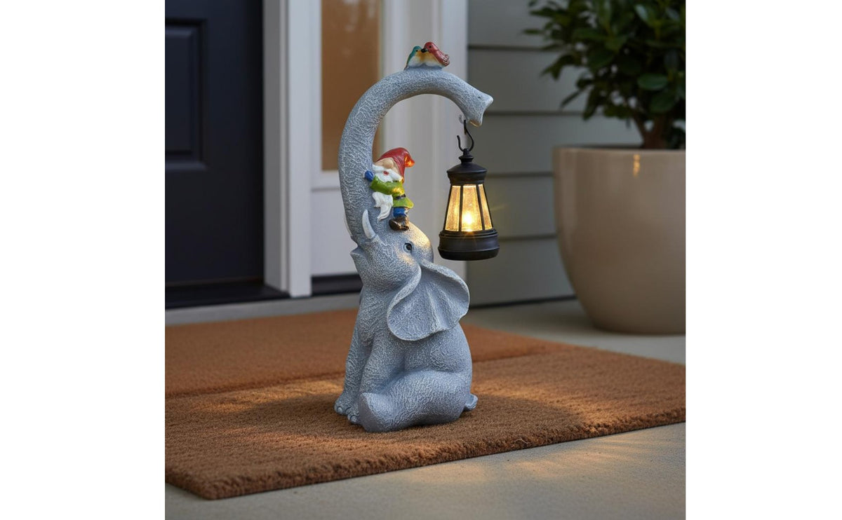 Solar Elephant Light Resin Sunlight-Activated Animal Light Weather Resistant for Patio, Yard, Pathway