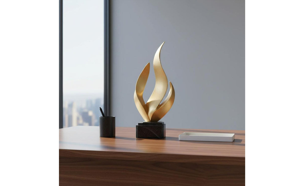 Resin Flame Figurine Nordic Style Abstract Flame Sculpture Unique Centerpiece Modern Desktop Figurine for Office Desk