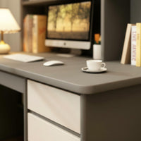 Spacious Desktop Computer Desk with Bookshelf Sturdy Construction Study Table with Storage Shelves Long-Lasting Material Desk with Hutch Paint-Unfinished Finish for Students, Bedroom, Dorm Room